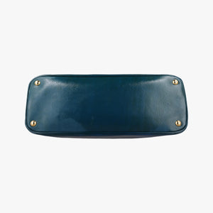 Pre-owned Prada Promenade Green Patent SAFFIANO Leather BL0812 handbag | stylenewstar