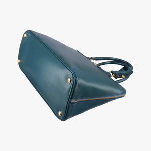 Pre-owned Prada Promenade Green Patent SAFFIANO Leather BL0812 handbag | stylenewstar