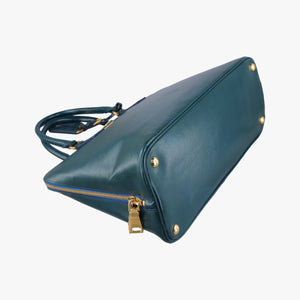 Pre-owned Prada Promenade Green Patent SAFFIANO Leather BL0812 handbag | stylenewstar