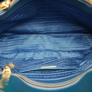 Pre-owned Prada Promenade Green Patent SAFFIANO Leather BL0812 handbag | stylenewstar