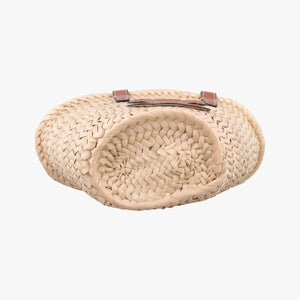 Pre-owned Celine Teen Triomphe Pannier Beige×Brown Leather×straw shoulderbag | stylenewstar