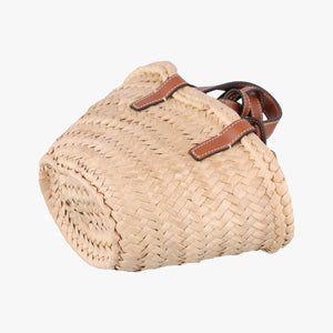 Pre-owned Celine Teen Triomphe Pannier Beige×Brown Leather×straw shoulderbag | stylenewstar