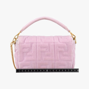 Secondhand Fendi BAGUETTE Pink velour 8BS017 shoulderbag | stylenewstar