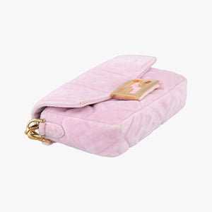 Secondhand Fendi BAGUETTE Pink velour 8BS017 shoulderbag | stylenewstar