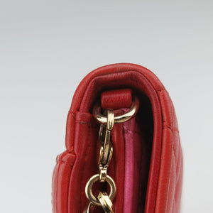 Pre-owned Christian Dior Cannage New Lock Red x Pink lambskin shoulderbag | stylenewstar