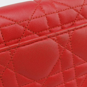 Pre-owned Christian Dior Cannage New Lock Red x Pink lambskin shoulderbag | stylenewstar
