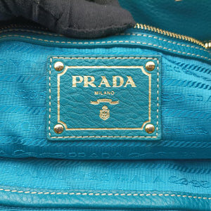 Pre-owned Prada Vitello Phoenix Blue Green Leather BN1713 handbag | stylenewstar