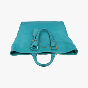 Pre-owned Prada Vitello Phoenix Blue Green Leather BN1713 handbag | stylenewstar