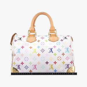 Pre-owned Louis Vuitton Speedy 30 white Monogram Multicolor M92643 handbag | stylenewstar