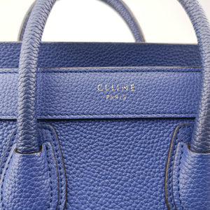 Pre-owned Celine luggage nano shopper Blue leather shoulderbag | stylenewstar