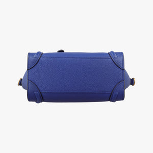 Pre-owned Celine luggage nano shopper Blue leather shoulderbag | stylenewstar