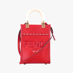 Pre-owned Fendi SUNSHINE SHOPPER Red Leather 8BS051 shoulderbag | stylenewstar