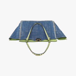 Pre-owned Valentino Rockstud Blue Denim shoulderbag | stylenewstar
