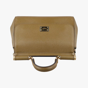 Pre-owned Dolce & Gabbana SICILY khaki Leather shoulderbag | stylenewstar