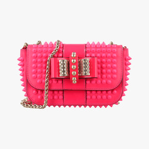 Secondhand Christian Louboutin Sweet Charity Scarabe Spike Rose Patent Leather shoulderbag | stylenewstar