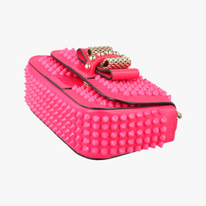 Secondhand Christian Louboutin Sweet Charity Scarabe Spike Rose Patent Leather shoulderbag | stylenewstar