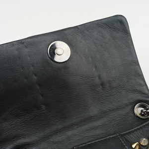 Pre-owned Christian Louboutin Sweet Charity Scarabe Spike Black Leather shoulderbag | stylenewstar