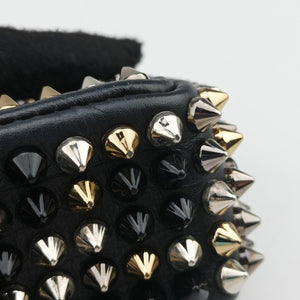 Pre-owned Christian Louboutin Sweet Charity Scarabe Spike Black Leather shoulderbag | stylenewstar