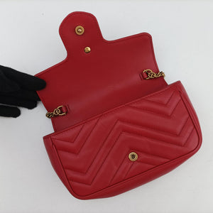 Pre-owned Gucci GG Marmont Red Leather 476433 shoulderbag | stylenewstar