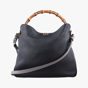 Pre-owned Gucci Bamboo Black Leather 746124 shoulderbag | stylenewstar