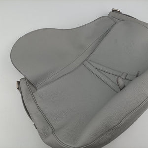Pre-owned Christian Dior Saddle Grey Leather shoulderbag | stylenewstar