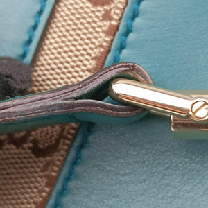 Pre-owned Gucci New Jackie Blue×Green Leather×canvas 124407 shoulderbag | stylenewstar