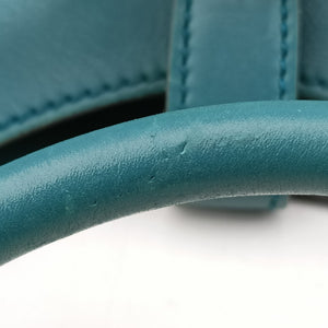 Pre-owned Gucci New Jackie Blue×Green Leather×canvas 124407 shoulderbag | stylenewstar