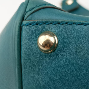 Pre-owned Gucci New Jackie Blue×Green Leather×canvas 124407 shoulderbag | stylenewstar