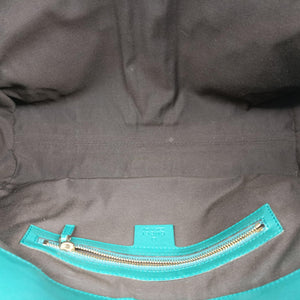 Pre-owned Gucci New Jackie Blue×Green Leather×canvas 124407 shoulderbag | stylenewstar