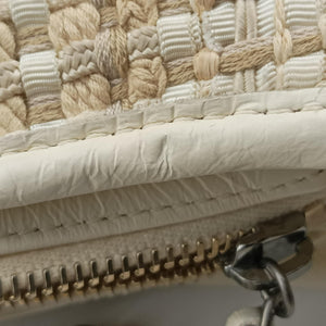 Pre-owned Chanel GABRIELLE White Fabric× Leather A91810 shoulderbag | stylenewstar