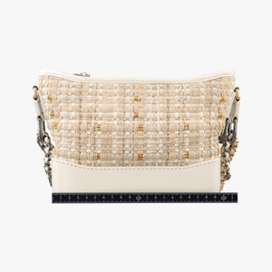 Pre-owned Chanel GABRIELLE White Fabric× Leather A91810 shoulderbag | stylenewstar