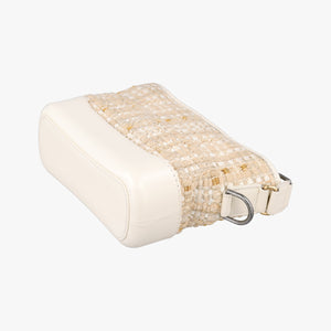 Pre-owned Chanel GABRIELLE White Fabric× Leather A91810 shoulderbag | stylenewstar