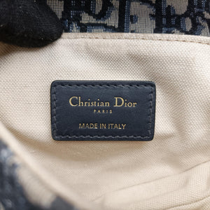 Pre-owned Christian Dior Saddle Navy Jacquard × Leather handbag | stylenewstar