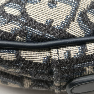 Pre-owned Christian Dior Saddle Navy Jacquard × Leather handbag | stylenewstar