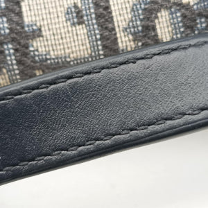 Pre-owned Christian Dior Saddle Navy Jacquard × Leather handbag | stylenewstar