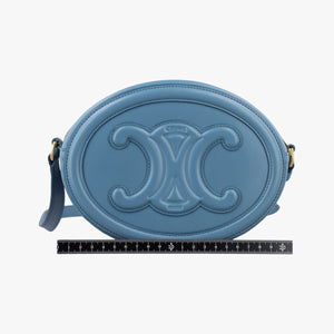 Pre-owned Celine Oval Purse Cuir Triomphe Blue Leather shoulderbag | stylenewstar