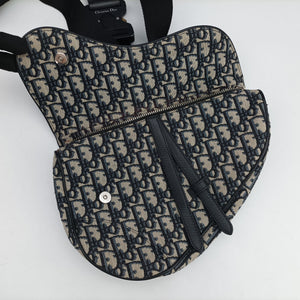 Vintage Christian Dior Saddle Navy Jacquard×Leather bum bag/waist bag | stylenewstar