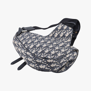 Vintage Christian Dior Saddle Navy Jacquard×Leather bum bag/waist bag | stylenewstar