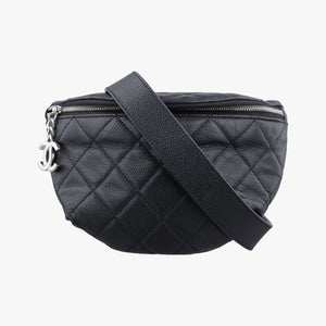Pre-owned Chanel Uniform Black Leather bum bag/waist bag | stylenewstar