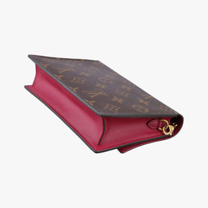 Pre-owned Louis Vuitton Portefeuille FLORE Chain brown×FUCHSIA Monogram Canvas×calf leather M69578 shoulderbag | stylenewstar