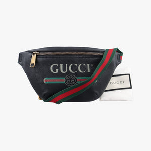 Pre-owned Gucci Print Black Leather 527792 bum bag/waist bag | stylenewstar