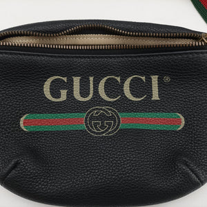 Pre-owned Gucci Print Black Leather 527792 bum bag/waist bag | stylenewstar