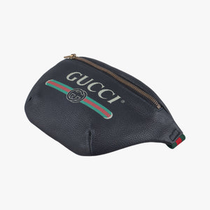 Pre-owned Gucci Print Black Leather 527792 bum bag/waist bag | stylenewstar