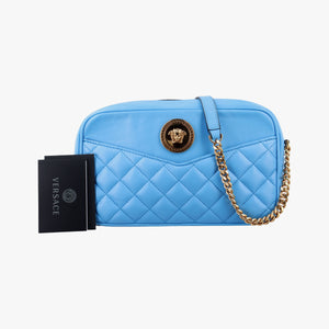 Vintage VERSACE La Medusa Camera Blue Leather shoulderbag | stylenewstar