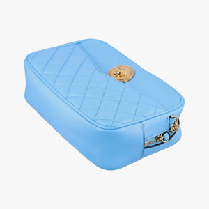 Vintage VERSACE La Medusa Camera Blue Leather shoulderbag | stylenewstar