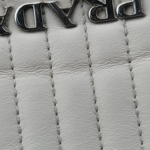 Pre-owned Prada Diagramme White Leather 1BD108 shoulderbag | stylenewstar