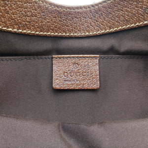 Pre-owned Gucci New Jackie Beige × Brown Canvas × Leather 124409 shoulderbag | stylenewstar