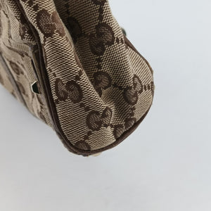 Pre-owned Gucci New Jackie Beige × Brown Canvas × Leather 124409 shoulderbag | stylenewstar