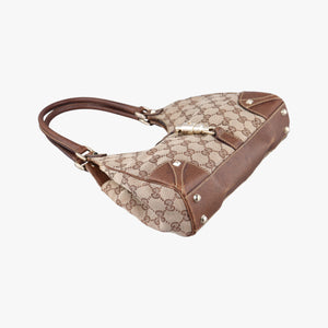 Pre-owned Gucci New Jackie Beige × Brown Canvas × Leather 124409 shoulderbag | stylenewstar