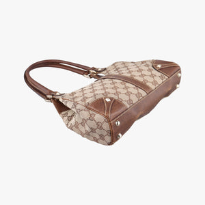 Pre-owned Gucci New Jackie Beige × Brown Canvas × Leather 124409 shoulderbag | stylenewstar